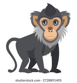 Ilustração do vetor do macaco babuíno do bebê. Primatas jovens bonitos de desenhos animados simbolizando a vida selvagem e a vida animal. Perfeito para projetos educacionais, design infantil, conceitos de zoológicos e vida selvagem.