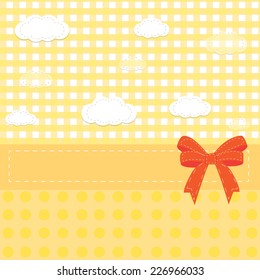 baby background with bow, buttons and clouds