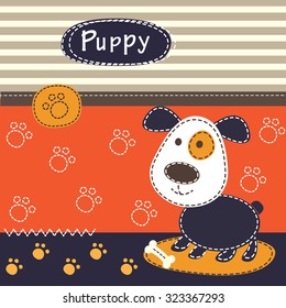 Baby background with cute dog for baby shower, greeting card, T-shirt design