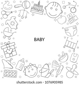 Baby background from line icon. Linear vector pattern