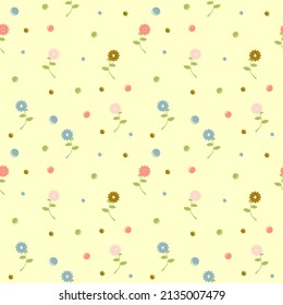 Baby background pattern template. Flowers and bubbles seamless pattern for wrapping paper