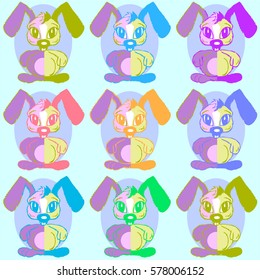 Baby background pattern whit easter rabbit