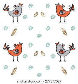 Baby background. Seamless pattern with silhouettes birds.  Paper for scrapbook or background.