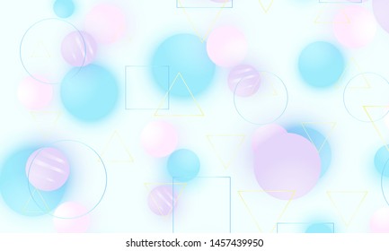 Baby background. Soft blue pattern. Creative decoration. Pink, blue, violet balls. Fun concept. Vector illustration. Cute baby background.