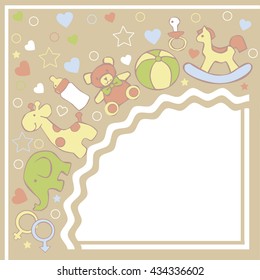 Baby background. Vector congratulation card.
