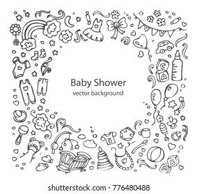Baby background. Vector doodle sketch, design for Baby Shower.