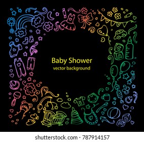 Baby background. Vector doodle sketch, design for Baby Shower.