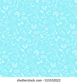 baby background. Vector seamless pregnancy pattern. for Shower. outline