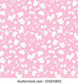 baby background. Vector seamless pregnancy pattern. for Shower. outline