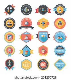 Baby badge banner design flat background set, eps10