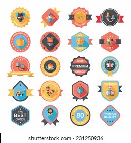 Baby badge banner design flat background set, eps10