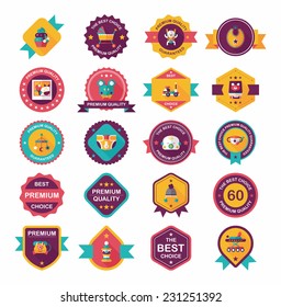 Baby badge banner design flat background set, eps10