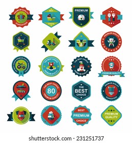 Baby badge banner design flat background set, eps10