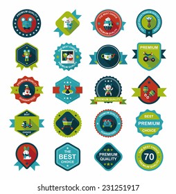 Baby badge banner design flat background set, eps10