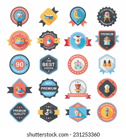 Baby badge banner design flat background set, eps10