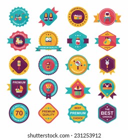 Baby badge banner design flat background set, eps10