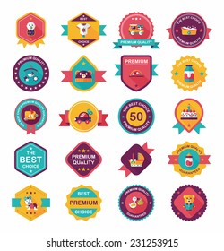 Baby badge banner design flat background set, eps10