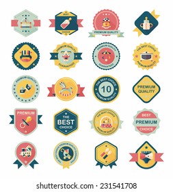 Baby badge banner design flat background set, eps10