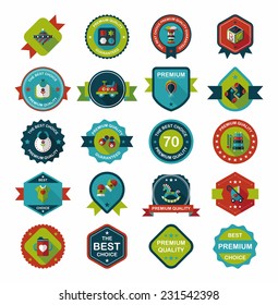 Baby badge banner design flat background set, eps10