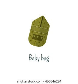 Baby bag flat icon, symbol. Flat color design. Use for web projects, infographics. Vector illustration