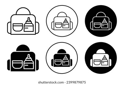 baby bag icon. kids infant child care stuff and accessory carrying travel bag for outdoor logo vector. baby toddler carry bag to pack diaper and milk bottle handbag symbol mark. mother child carry bag