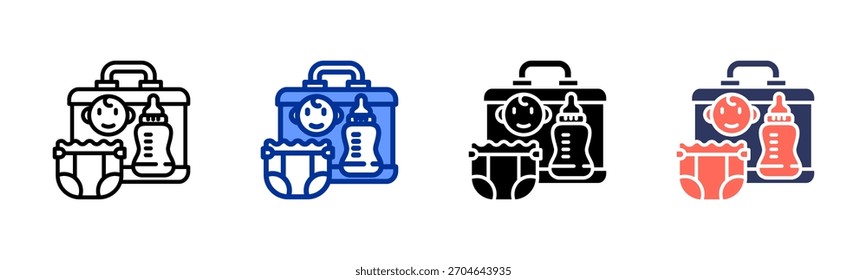 Conjunto de iconos de bolsa de bebé colección de estilo múltiple