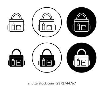 Baby bag vector icon set. Mother baby diaper bag sign for UI designs.