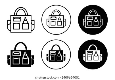 baby bag vector icon set collection. baby bag Outline flat Icon.