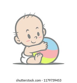 Baby with Ball Vector Design
