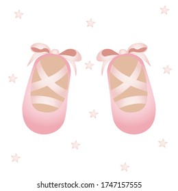baby ballerina shoes . Baby print or poster. Cute illustration Contemporary art.