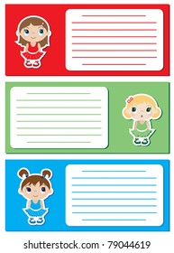 Baby Ballerina stickers on notes or invitations. Space for your text. EPS10 vector format.