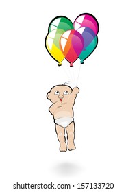 baby with balloons 