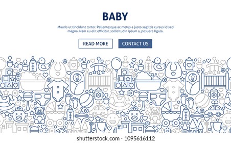 Baby Banner Design. Vector Illustration of Line Web Concept.