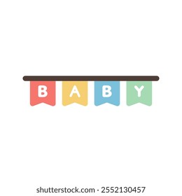 Baby banner icon. Pregnancy, newborn baby, gender reveal, party celebration concepts. Flat decorative vector design isolated illustration.