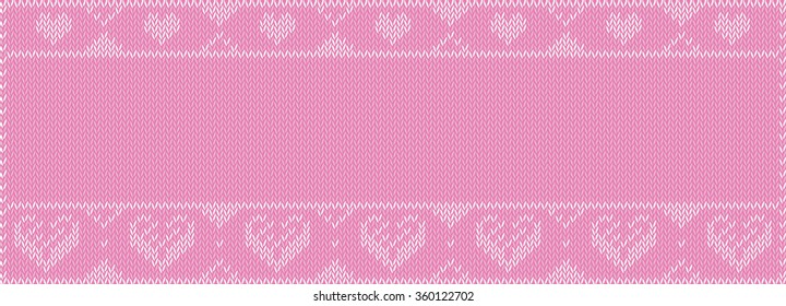 Baby Banner, Knitting Pattern, Girl Pink Rosa with Copy Space. Useful for Banner size uses.