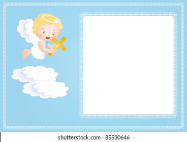 Baby baptism frame with small angel