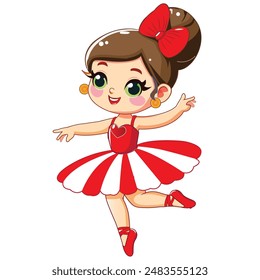 Baby barbie cute doll red and white dress candy girl kids illustration vector