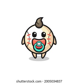 baby baseball cartoon character with pacifier , cute style design for t shirt, sticker, logo element