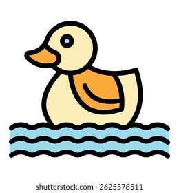 Baby bath duck icon. Outline baby bath duck vector icon color flat isolated
