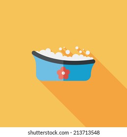 baby bath baby flat icon with long shadow,eps10