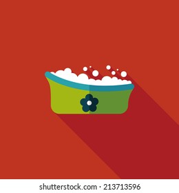 baby bath baby flat icon with long shadow,eps10