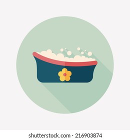 baby bath baby flat icon with long shadow,eps10