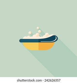 baby bath baby flat icon with long shadow,eps10
