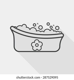 baby bath flat icon with long shadow, line icon
