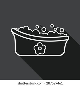 baby bath flat icon with long shadow, line icon