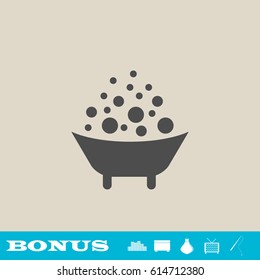 Baby bath icon flat. Grey pictogram on light background. Vector illustration symbol and bonus button real estate, ottoman, vase, tv, fishing rod