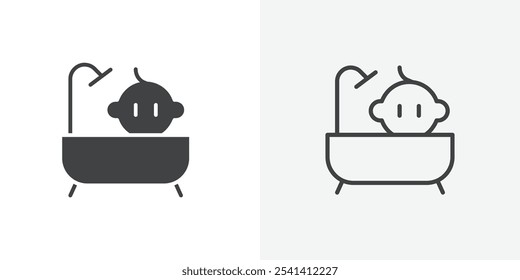 Baby bath icon flat and simple set design