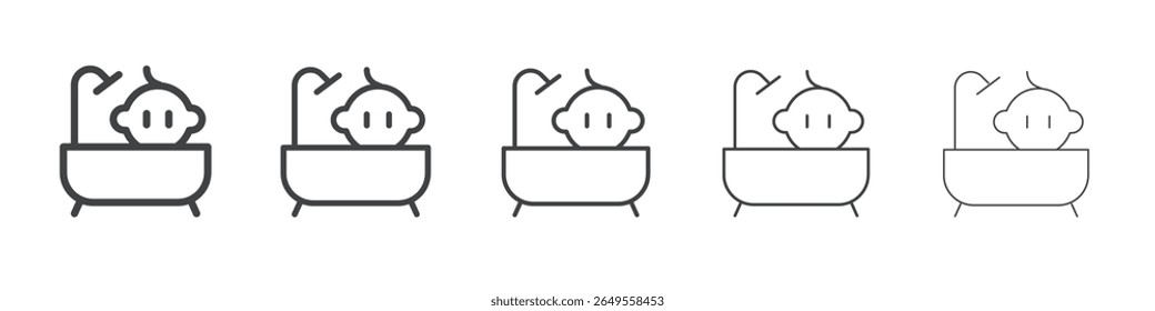 Baby bath icon flat simple outline logo
