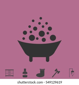 Baby bath icon flat. Simple vector grey pictogram and bonus symbol