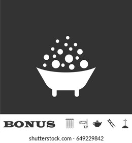 Baby bath icon flat. White pictogram on black background. Vector illustration symbol and bonus icons